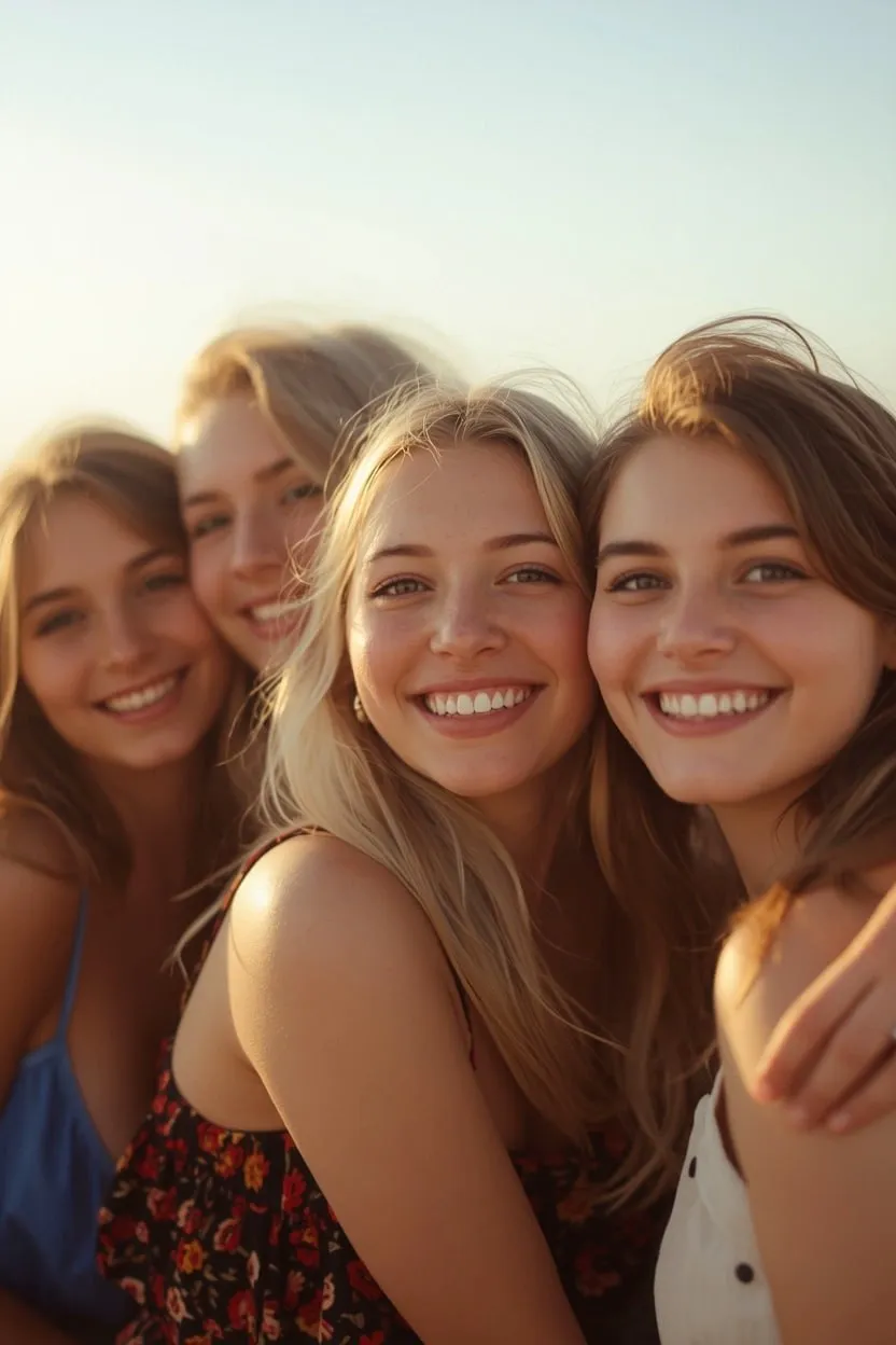 Group of young women with confident smiles enjoying the Beach Cities sunshine